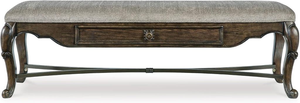 Signature Design by Ashley Maylee Contemporary Upholstered 63" Dining Bench with 1 Drawer, Dark Brown