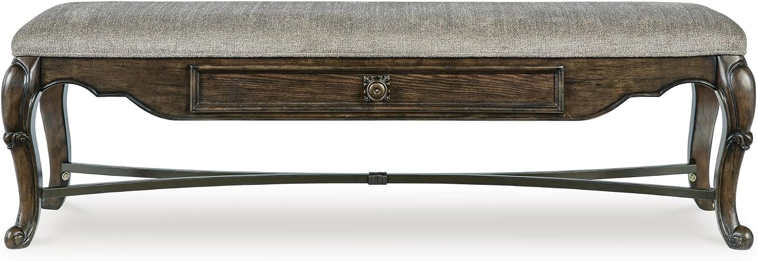 Signature Design by Ashley Maylee Contemporary Upholstered 63" Dining Bench with 1 Drawer, Dark Brown