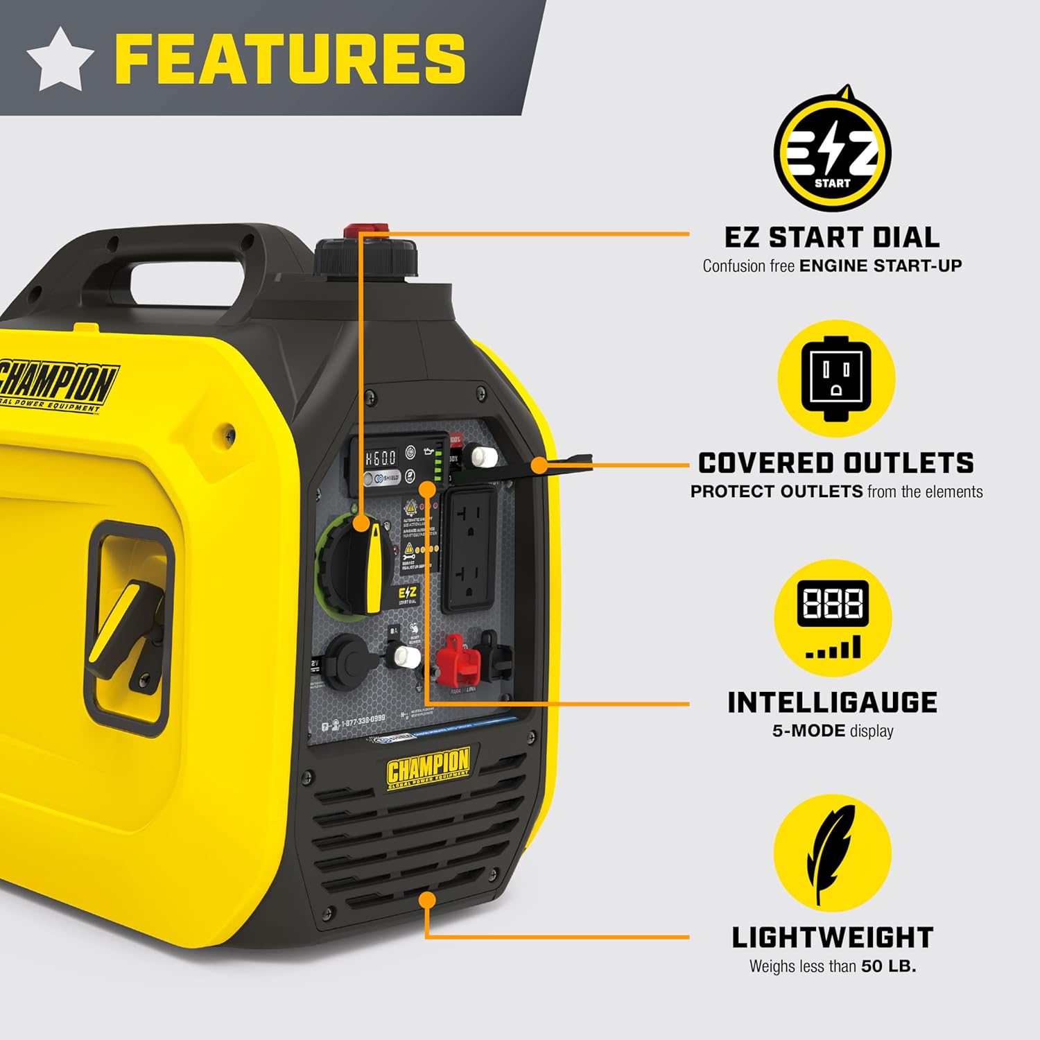Champion Power Equipment 2500-Watt Ultralight Portable Inverter Generator with Quiet Technology and Free 3-Year Warranty