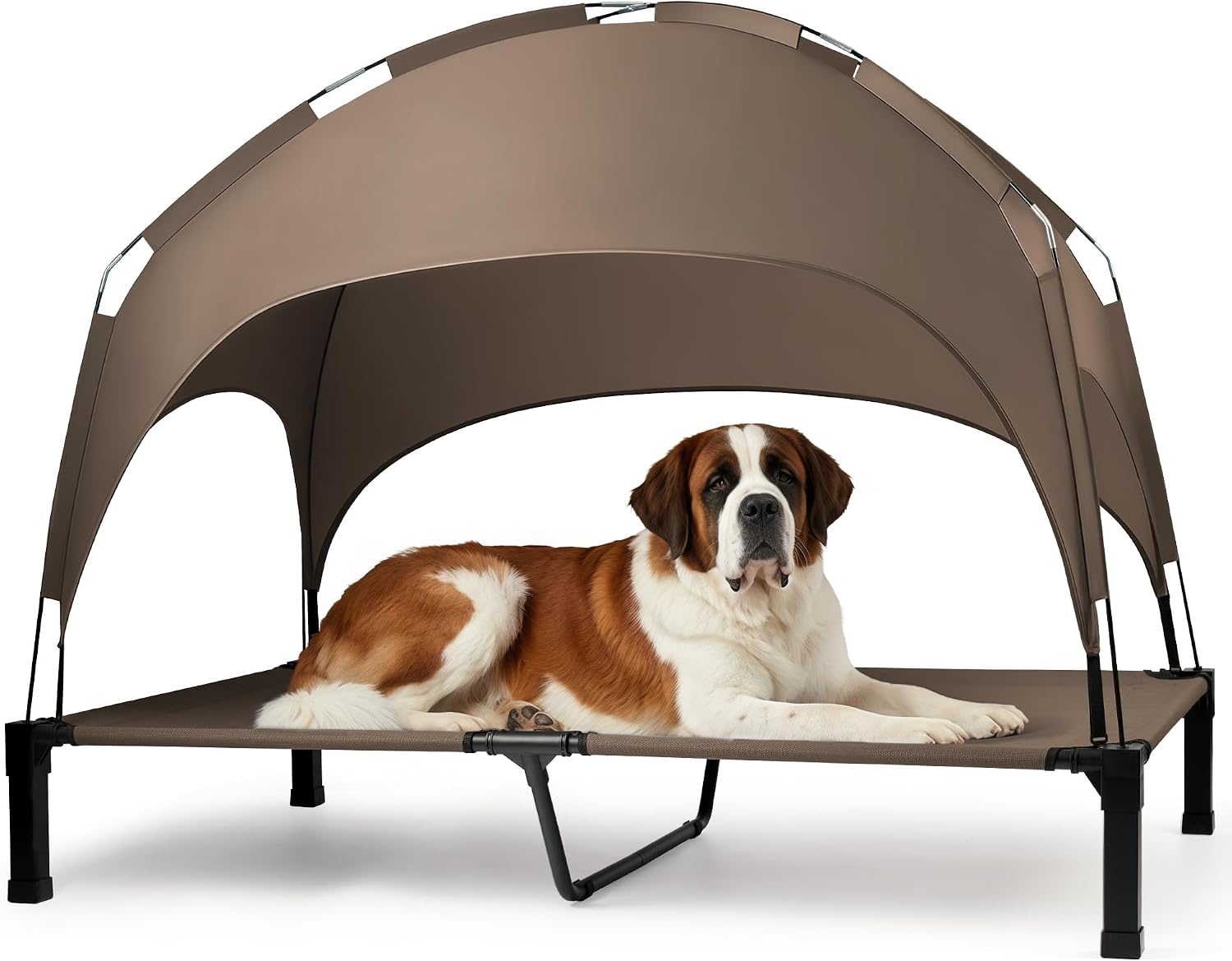 Heeyoo Elevated Dog Bed with Removable Canopy, Portable Dog Cot with Sun Protection Shade Tent, Raised Pet Cooling Cot Bed for Dogs, 42in