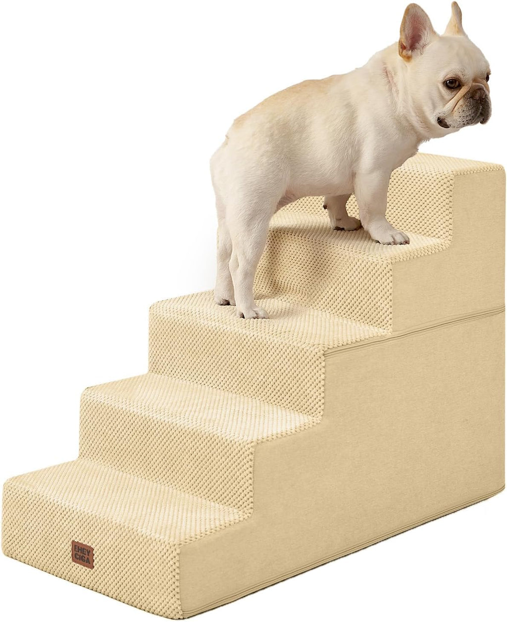 EHEYCIGA Dog Stairs for Bed 18" H, 4-Step Dog Steps for High Bed, Pet Steps for Small Dogs and Cats, Non-Slip Balanced Pet Ramp Indoor, Grey