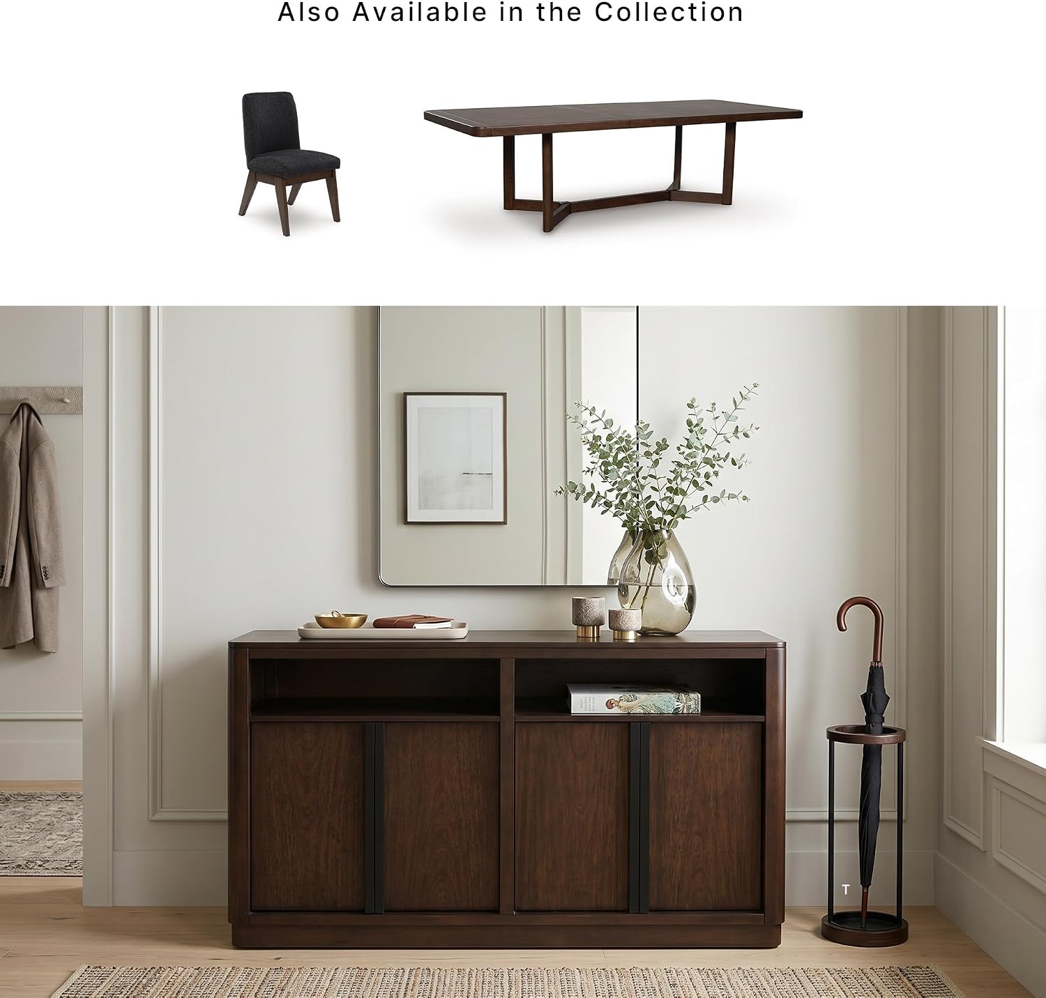 Signature Design by Ashley Yingden Dining Server, 60-Inch Sideboard Cabinet with Storage, Mango Wood Veneer, Buffet Table for Kitchen, Home Bar & Dining Room, Dark Brown
