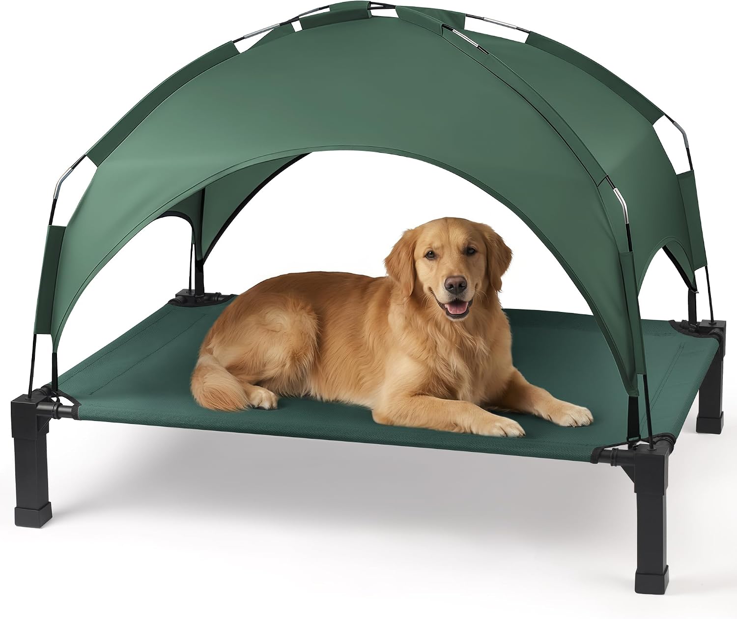 Heeyoo Elevated Dog Bed with Removable Canopy, Portable Dog Cot with Sun Protection Shade Tent, Raised Pet Cooling Cot Bed for Dogs, 42in