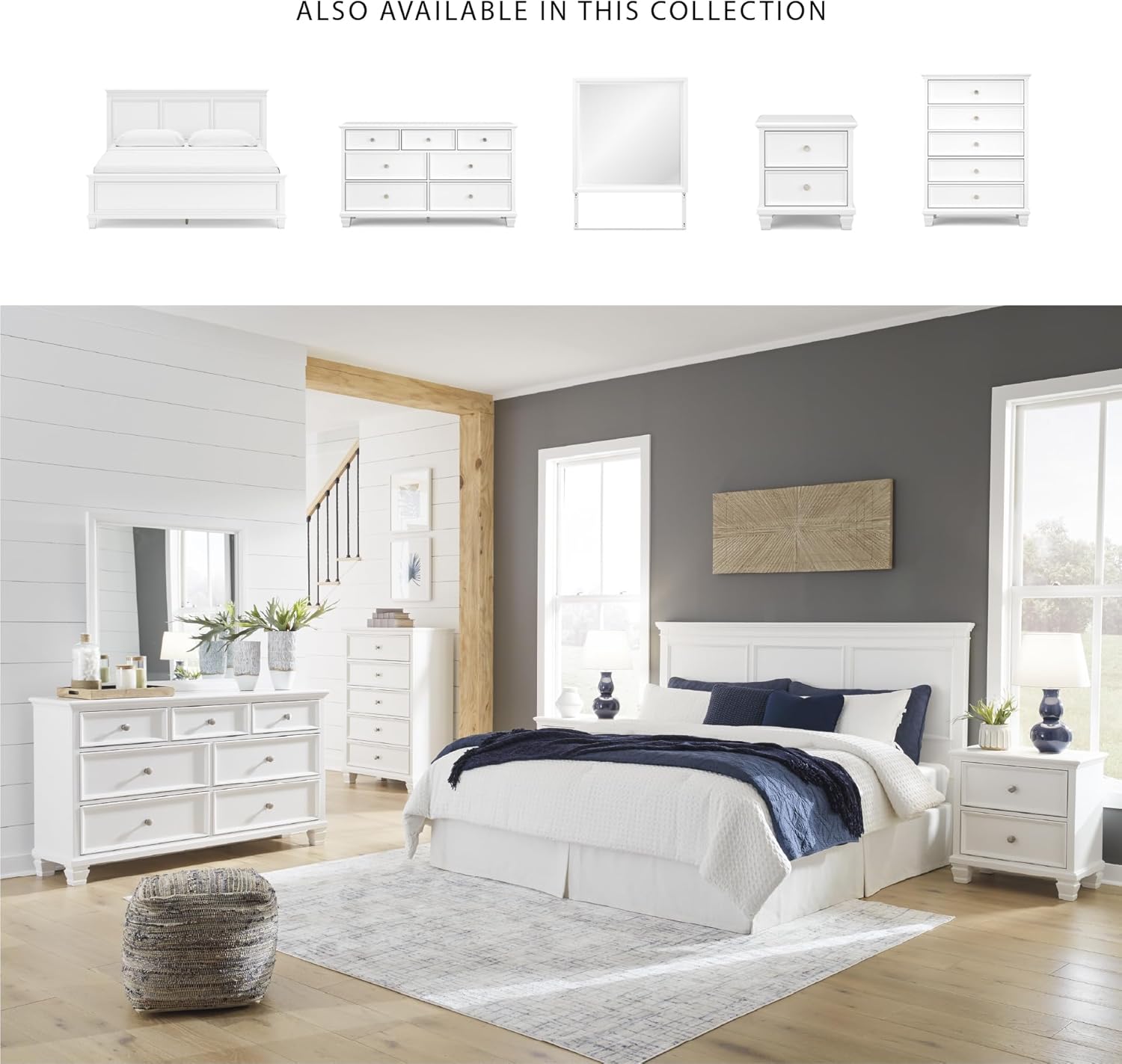 Signature Design by Ashley Fortman Casual 5 Drawer Chest for Bedroom, White