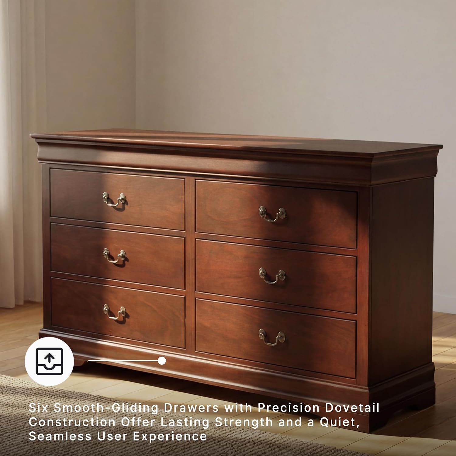 Signature Design by Ashley Alisdair Traditional 6 Drawer Dresser, Dark Brown