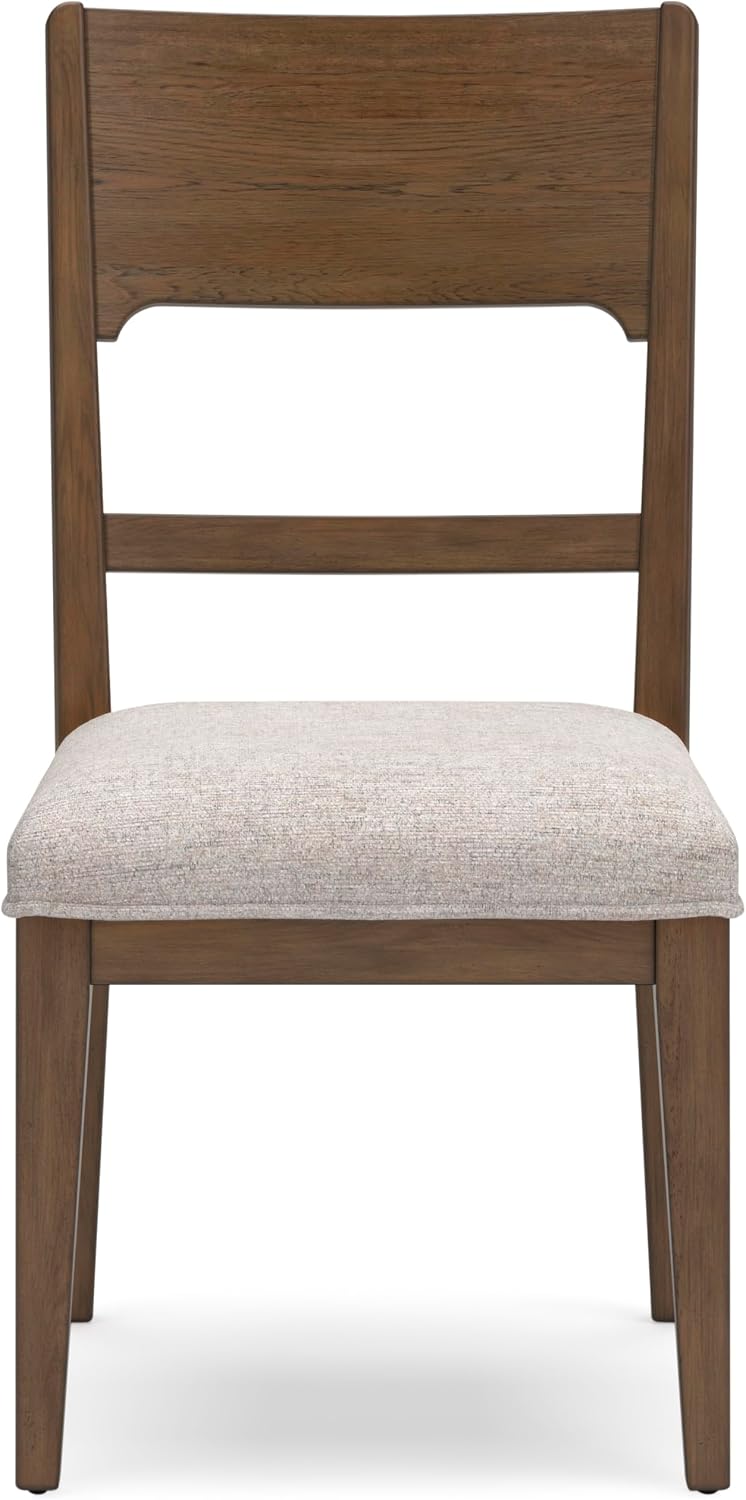 Signature Design by Ashley Cabalynn Upholstered Dining Chairs – Set of 2 Comfortable Side Chairs for Kitchen & Dining Room, Farmhouse Modern Style, Brown/Tan Fabric, Solid Hardwood Frame