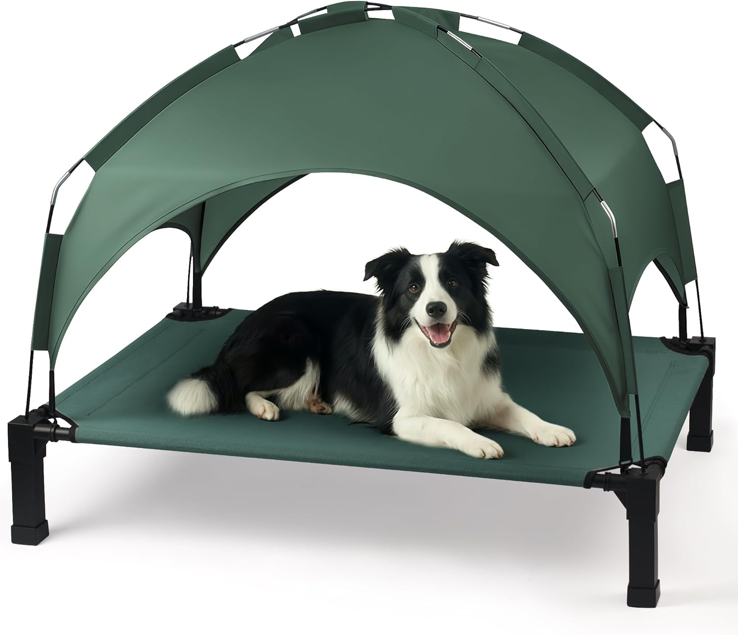 Heeyoo Elevated Dog Bed with Removable Canopy, Portable Dog Cot with Sun Protection Shade Tent, Raised Pet Cooling Cot Bed for Dogs, 42in