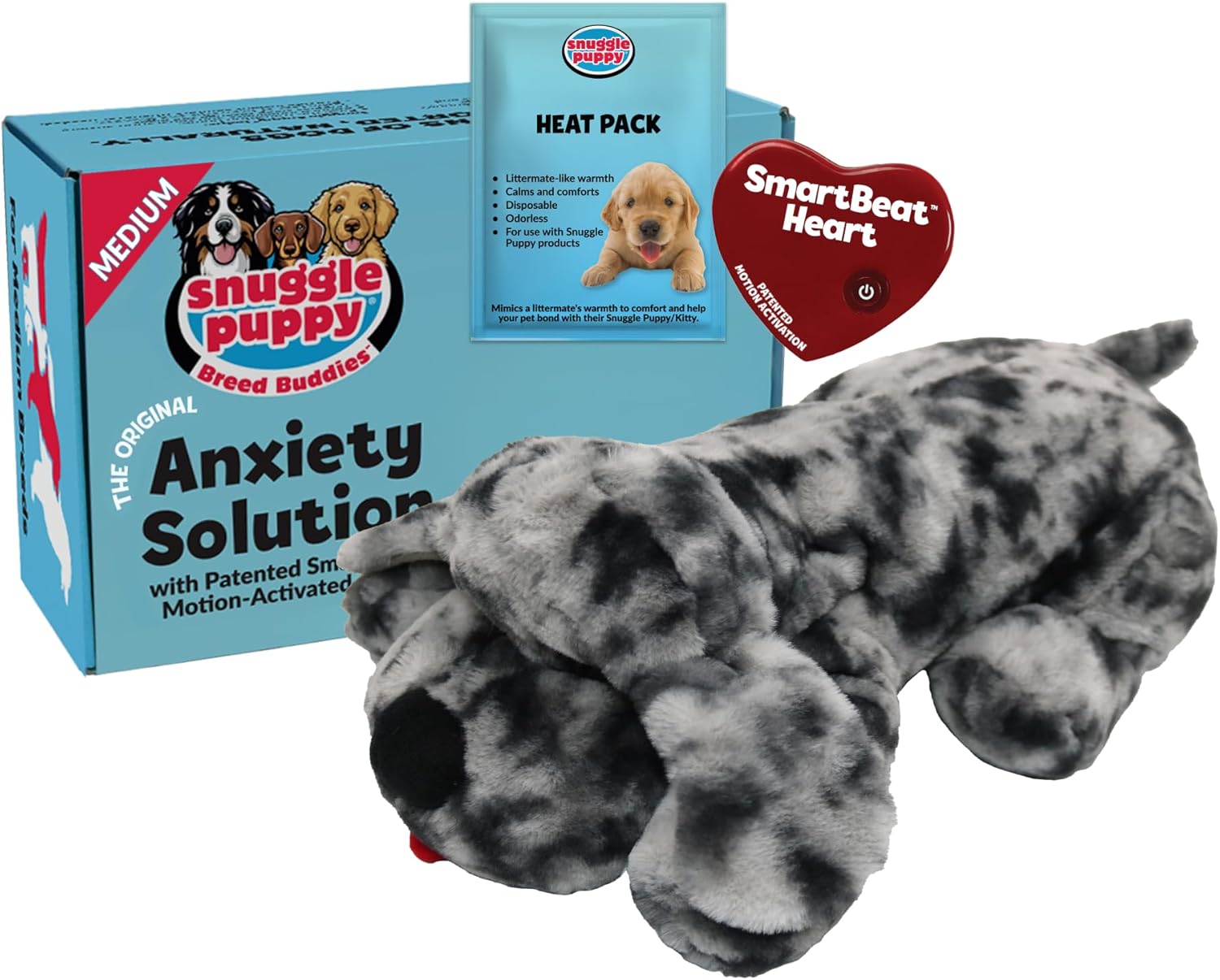 Snuggle Puppy Original Heartbeat Puppy Toy with Real-Feel Pulse & Heat Pack, Calming Sleep Aid for Puppy Anxiety, Crate Training, First Nights & New Puppy Transition - Biscuit