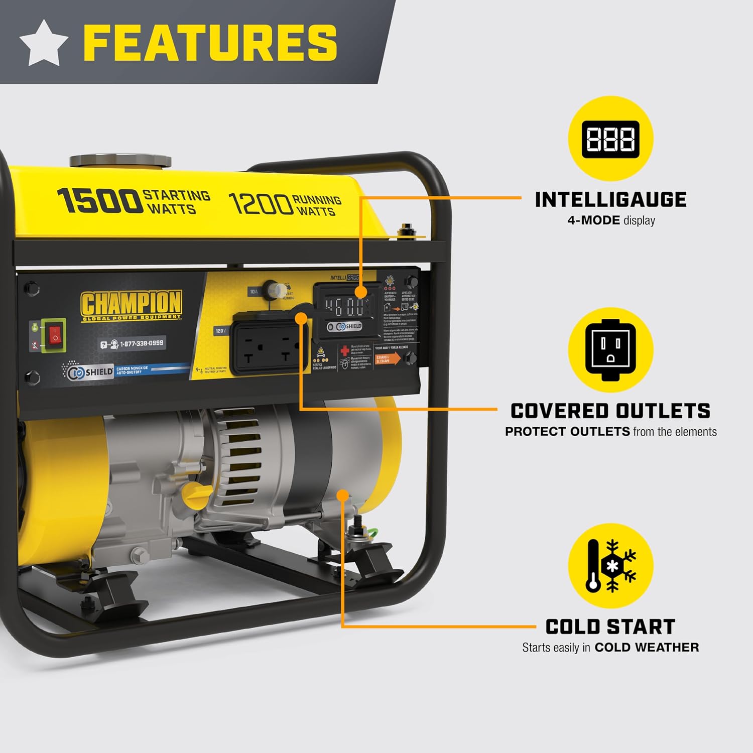 Champion Power Equipment 1500-Watt Portable Generator with Free 3-Year Warranty