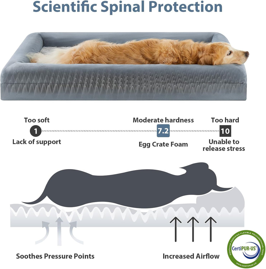 WNPETHOME XL Extra Large Dog Bed, Washable Dog Couch with Removable Waterproof Cover, Orthopedic Large Pet Sofa Bed with Bolster Sides for Sleeping