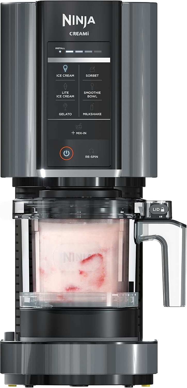 Ninja CREAMi Ice Cream Maker | 7-in-1 - IceCream, Gelato, Sorbet, Milkshakes, Mix-ins, Smoothie Bowls & More | Includes (1) Dishwasher Safe 16 oz. Pint with storage lid | Black | NC299AMZ