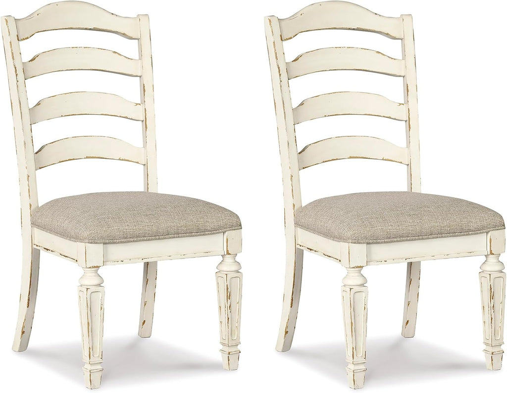 Signature Design by Ashley Realyn Dining Room Upholstered Chair 2 Count, Antique White