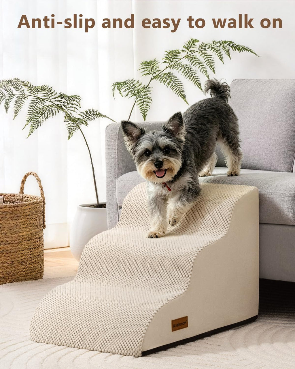 Aodisman Dog Stairs for Small Dogs,3 Step Dog Ramp for Couch and Bed,Pet Stairs with Non-Slip Bottom for Old Cats,Indoor Pet Steps,Comfort,Durable,15.4" H