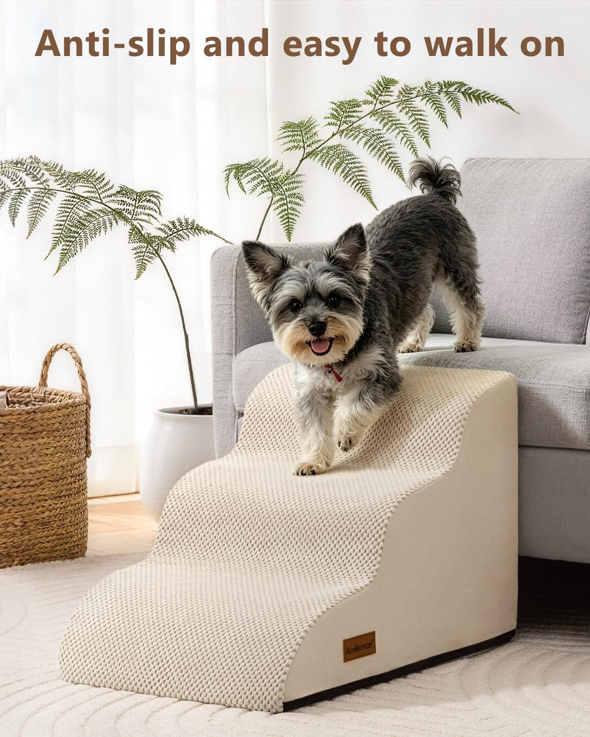 Aodisman Dog Stairs for Small Dogs,3 Step Dog Ramp for Couch and Bed,Pet Stairs with Non-Slip Bottom for Old Cats,Indoor Pet Steps,Comfort,Durable,15.4" H