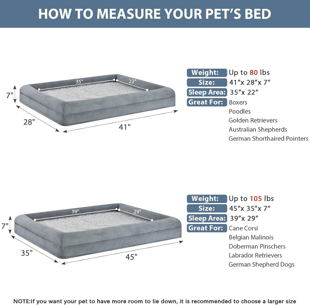 WNPETHOME XL Extra Large Dog Bed, Washable Dog Couch with Removable Waterproof Cover, Orthopedic Large Pet Sofa Bed with Bolster Sides for Sleeping