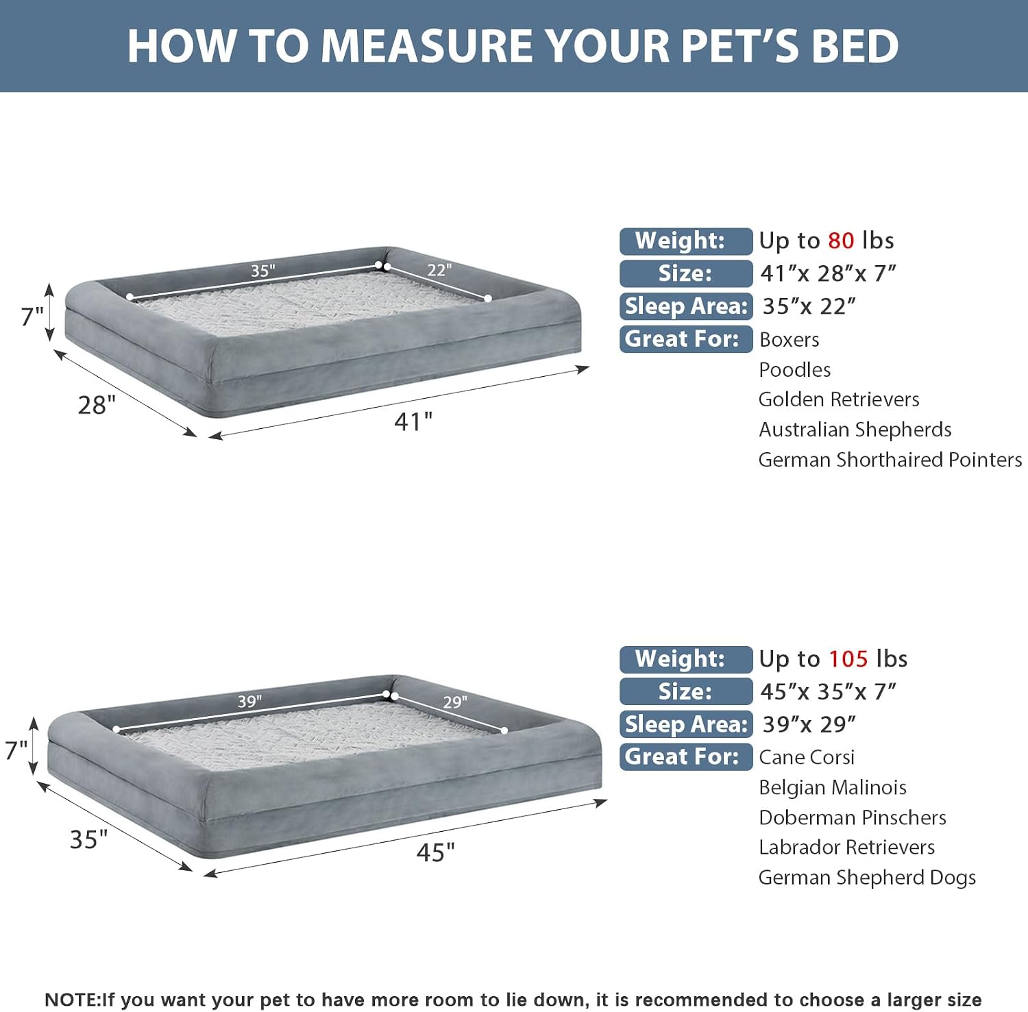 WNPETHOME XL Extra Large Dog Bed, Washable Dog Couch with Removable Waterproof Cover, Orthopedic Large Pet Sofa Bed with Bolster Sides for Sleeping