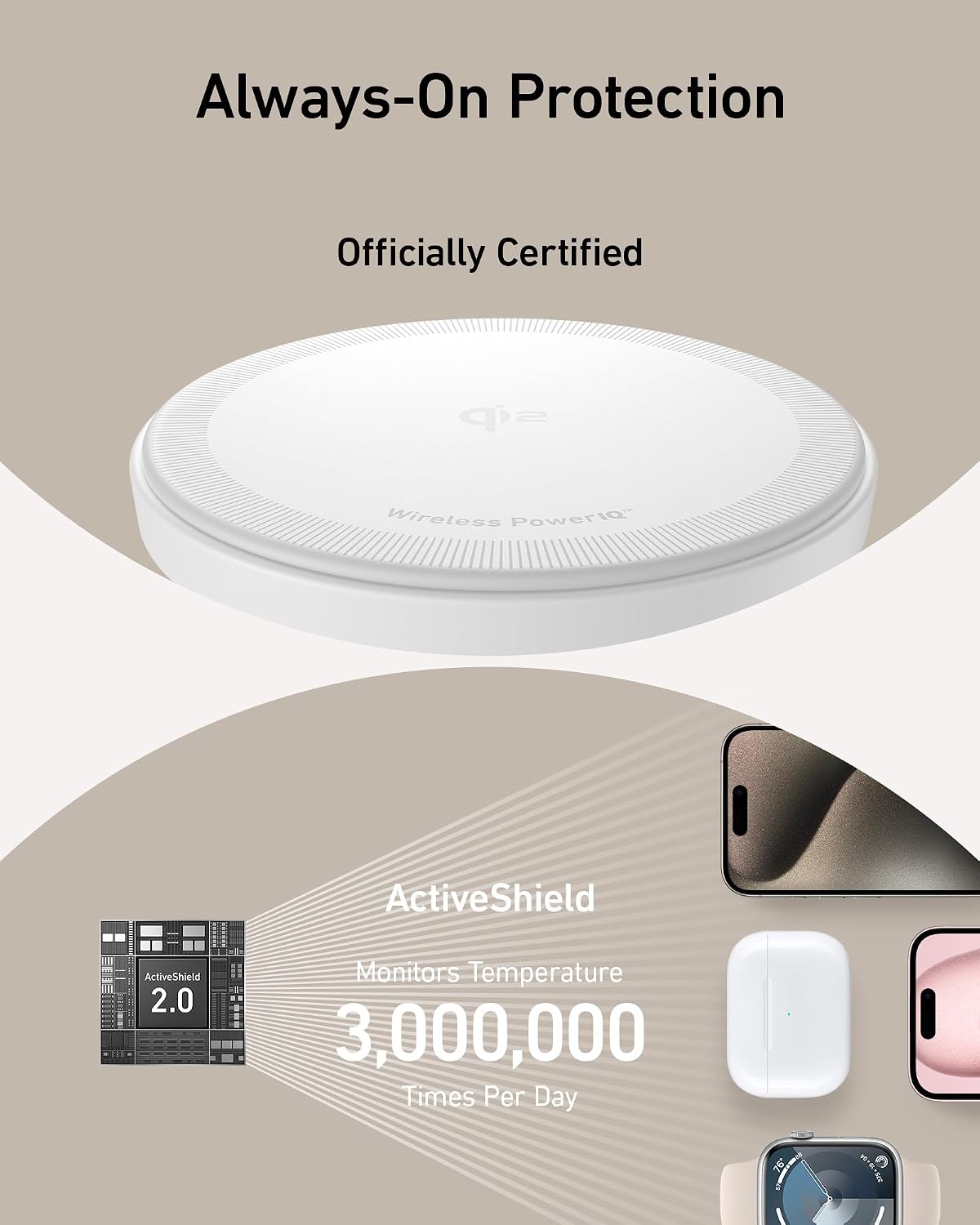 Anker MagSafe Charger Stand Compatible, iPhone 17 MagGo 3 in 1 Wireless Charging Station,Qi2 Certified 15W Wireless Charger, Desk Accessory, for iPhone 15/14/13/12 Series Apple Watch, AirPods