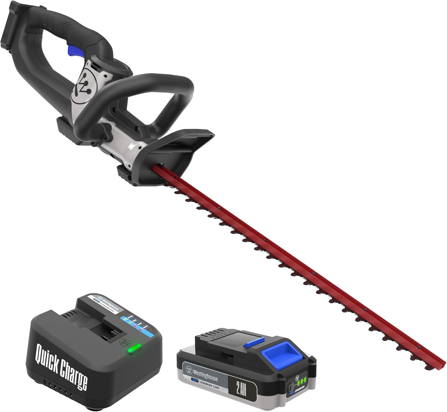 Westinghouse 20V Cordless Hedge Trimmer, 22 Inch Dual-Action Steel Blades, 2.0Ah Battery and Charger Included