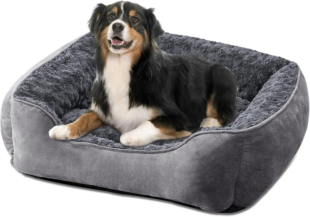JOEJOY Rectangle Dog Bed for Large Medium Small Dogs - Washable Orthopedic Sofa Bed, Soft Breathable Puppy & Pet Cuddler, Durable Calming Dog Bed with Anti-Slip Bottom, Multiple Sizes, Beige