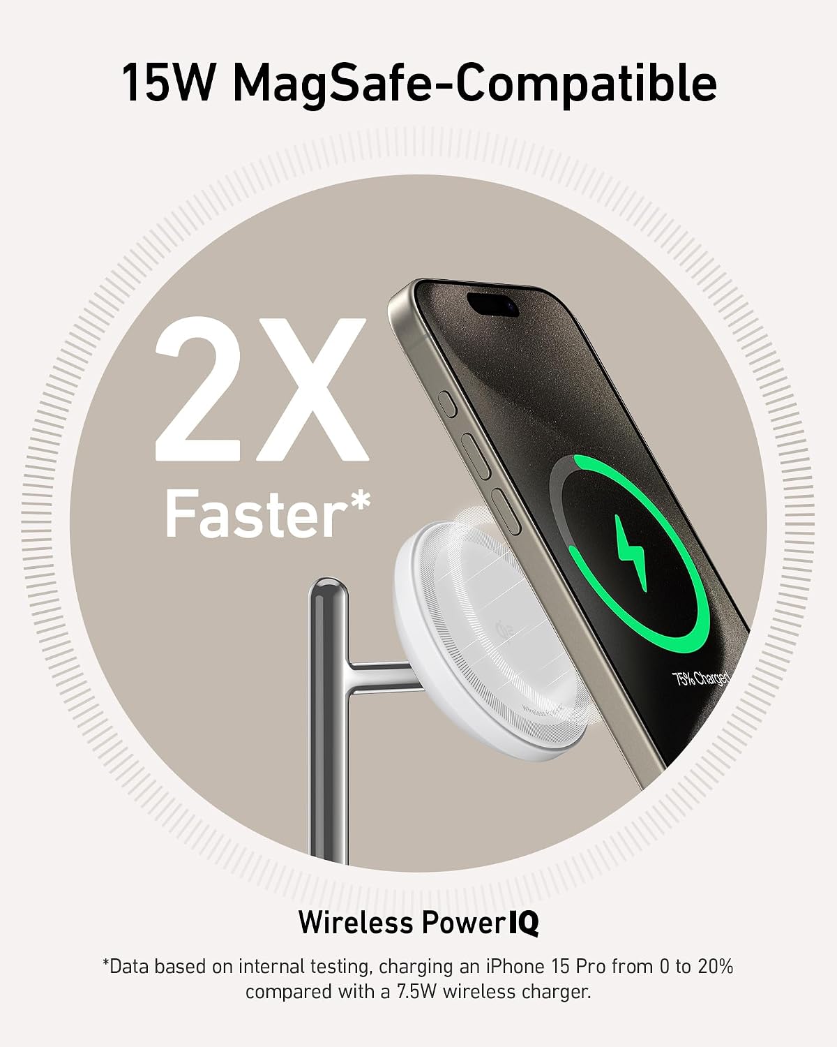 Anker MagSafe Charger Stand Compatible, iPhone 17 MagGo 3 in 1 Wireless Charging Station,Qi2 Certified 15W Wireless Charger, Desk Accessory, for iPhone 15/14/13/12 Series Apple Watch, AirPods