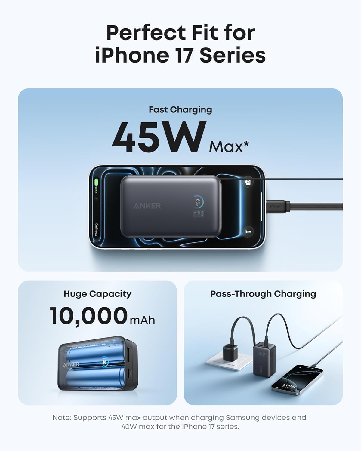 Anker Nano Power Bank, 45W 10,000mAh Portable Charger, iPhone Battery Pack | Built-In Retractable USB-C Cable, for iPhone 17 / 16 Series, iPad, Galaxy, Pixel, and More, Compact Travel Design