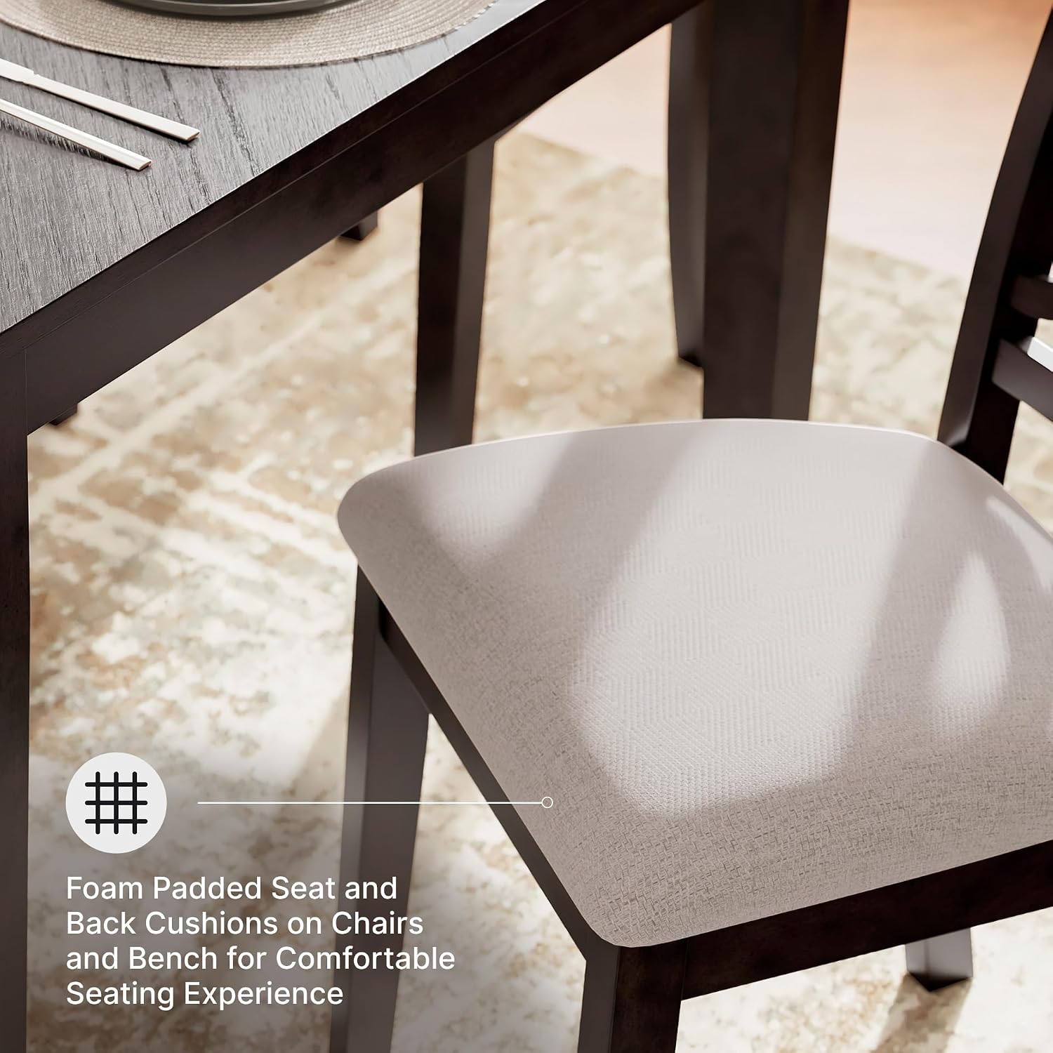 Signature Design by Ashley Langwest Dining Room Table Set, 4 Upholstered Chairs and Bench, Seats 6, Cushioned Seats, Wood, Cherry Brown
