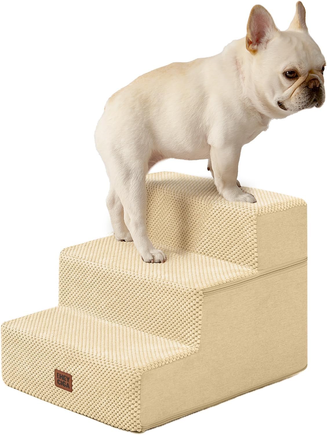 EHEYCIGA Dog Stairs for Bed 18" H, 4-Step Dog Steps for High Bed, Pet Steps for Small Dogs and Cats, Non-Slip Balanced Pet Ramp Indoor, Grey