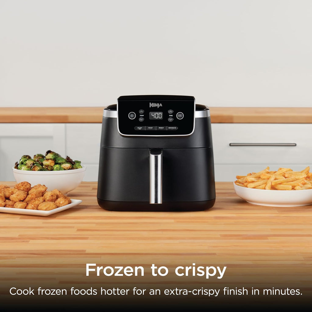 Ninja Air Fryer with Air Crisp | 5 QT Capacity fits up to 4lbs of Fries | 4-in-1 Pro Air Fry, Roast, Reheat, Dehydrate | 400°F Max Temp | 1750 Watts | W/Nonstick Basket & Crisper Plate | Grey | AF141