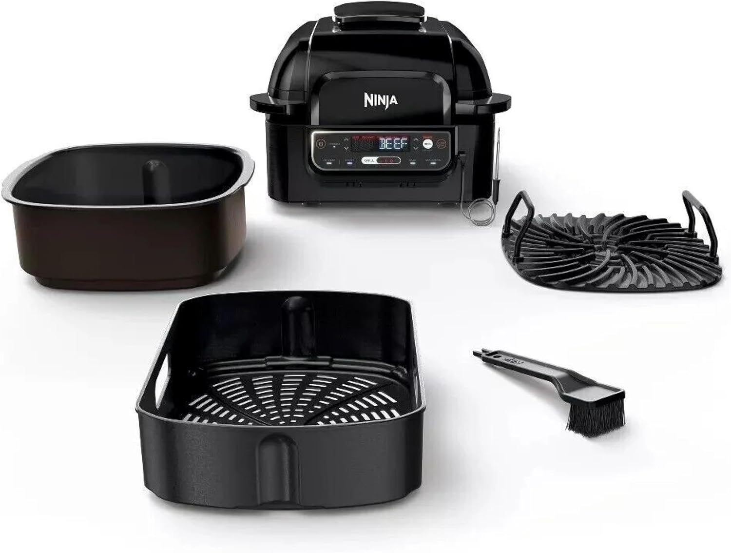 Ninja AG300 4-in-1 Indoor Grill with 4-Quart Air Fryer with Roast, Bake, and Cyclonic Grilling Technology
