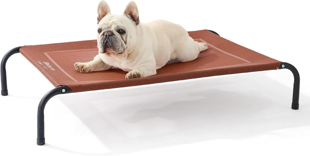 Bedsure Outdoor Elevated Cooling Dog Bed Large Sized Dog, 49in Grey | Portable raised camping pet cot hammock,Breathable Teslin mesh,Weather resistant,For large pets up to 85 lbs,Easy to assemble