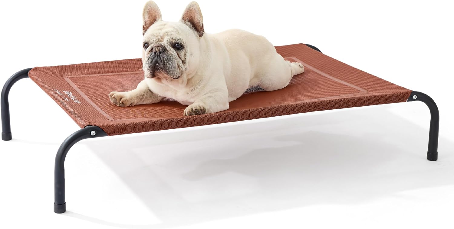 Bedsure Outdoor Elevated Cooling Dog Bed Large Sized Dog, 49in Grey | Portable raised camping pet cot hammock,Breathable Teslin mesh,Weather resistant,For large pets up to 85 lbs,Easy to assemble