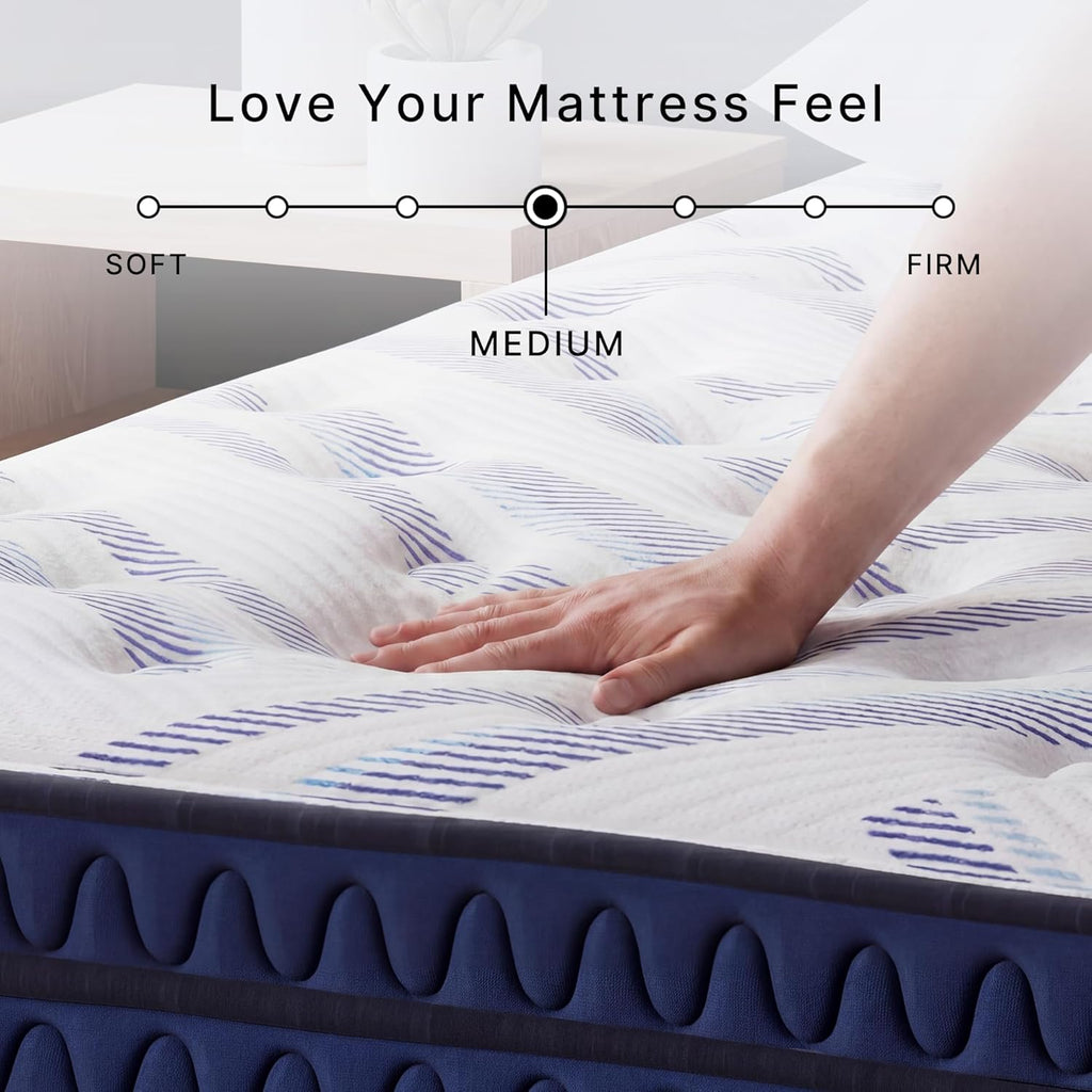 Signature Design by Ashley Chime 12 Hybrid Innerspring Queen Size Mattress, Medium Firm Feel, Gel Memory Foam for Lumbar Support, Mattress in a Box, 12 Inch