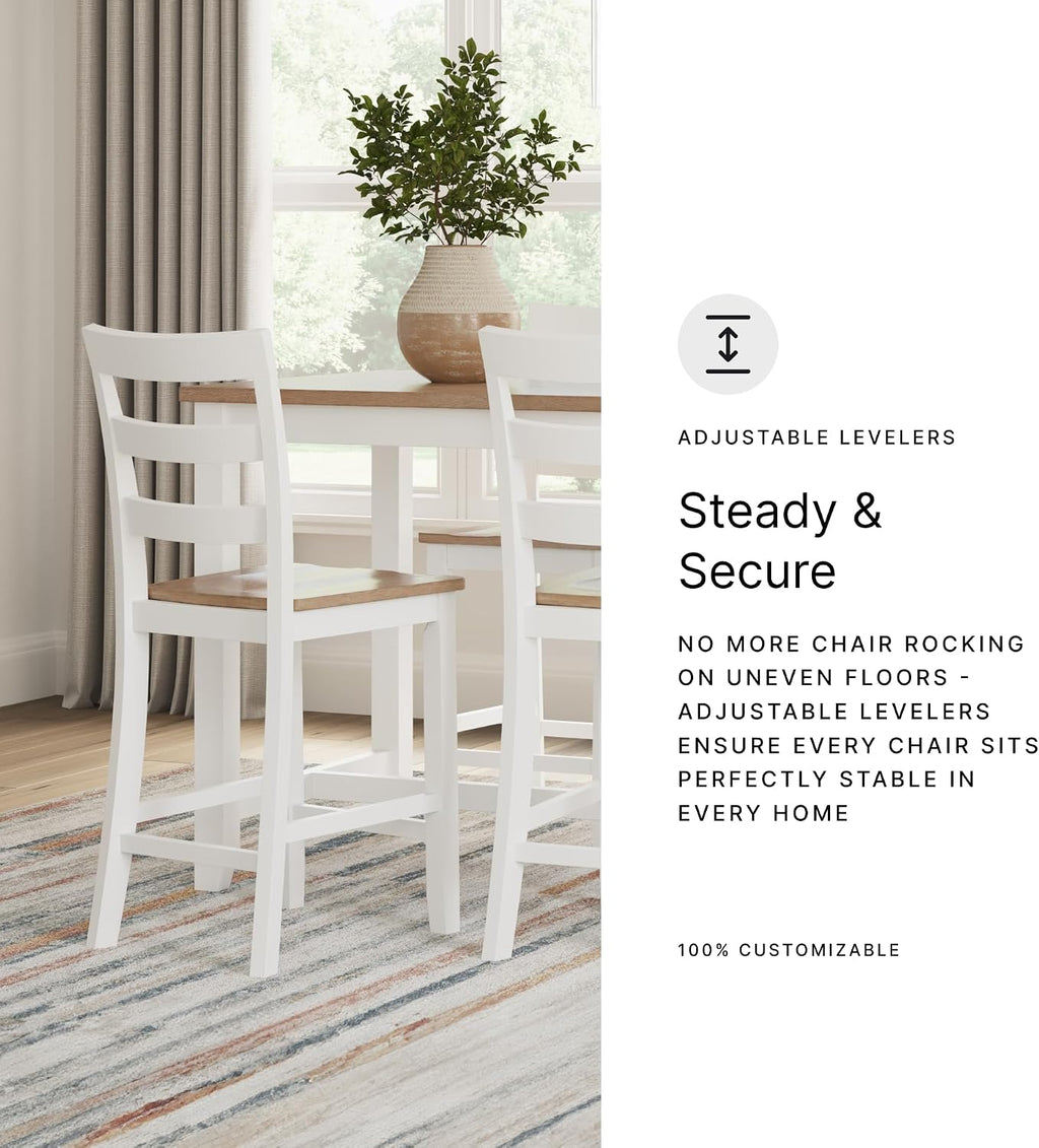 Signature Design by Ashley Gesthaven Counter Height Dining Table Set 4 Bar Stools, Butcher Block Veneer Top, Natural Mango Wood and Dark Slate Blue, 41.88" Square