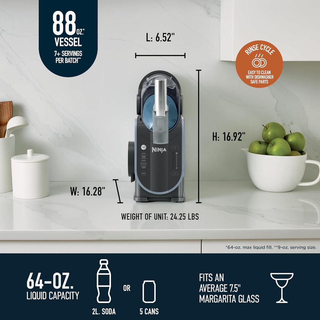 Ninja SLUSHi Professional Frozen Drink Maker with RapidChill Technology, Frozen Drink & Slushie Machine, 5 Preset Programs, Frozen Margaritas, Frappés, and More, Grey, FS301C, (Canadian Version) (Renewed)