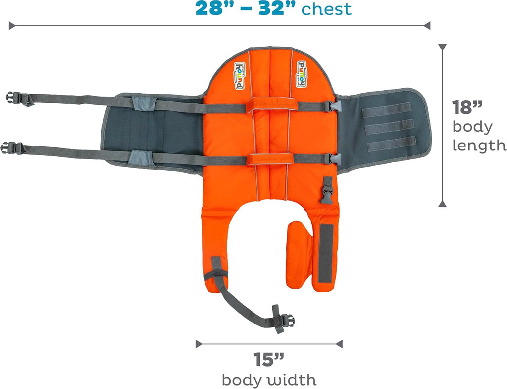 Outward Hound Granby Splash Orange Dog Life Jacket, Large