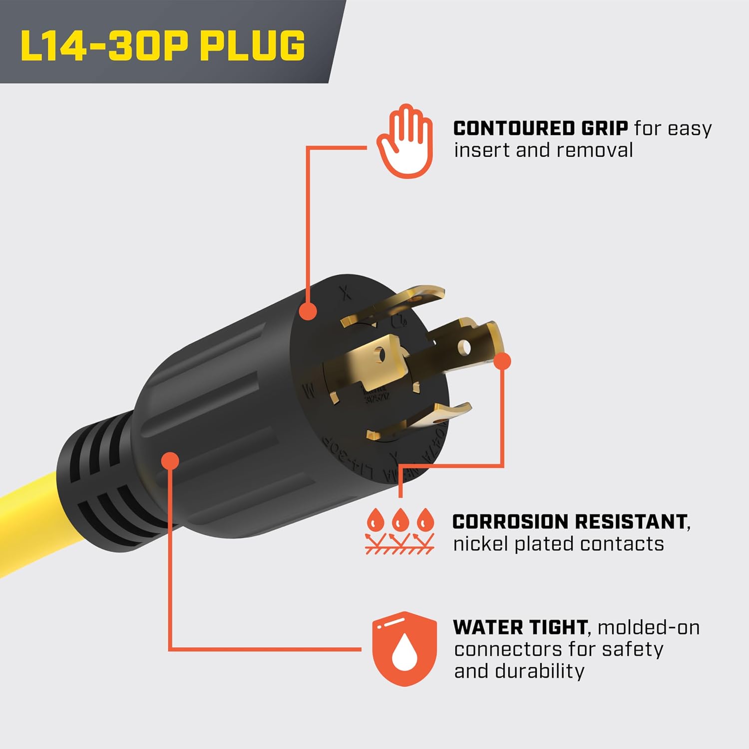 Champion Power Equipment 25-Foot 30-Amp 125/250-Volt Fan-Style Generator Extension Cord (L14-30P to four 5-20R)