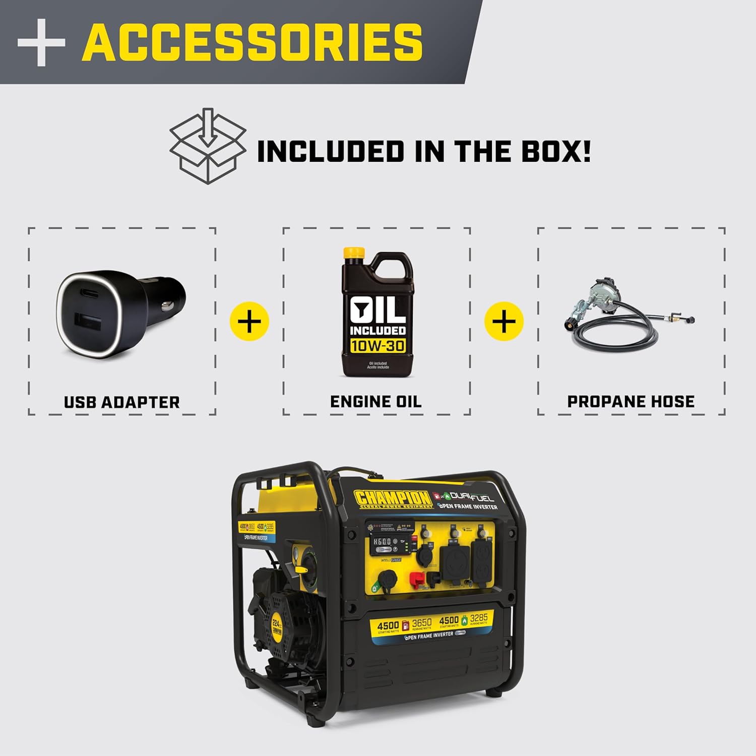 Champion Power Equipment 4,500-Watt Electric Start Dual Fuel RV Ready Portable Open Frame Inverter Generator with Quiet Technology and Free 3-Year Warranty