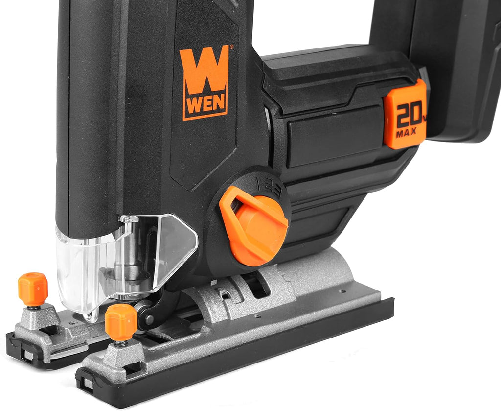WEN Cordless Jigsaw, Variable Speed with 20V Max 2.0 Ah Lithium Ion Battery and Charger (20661)