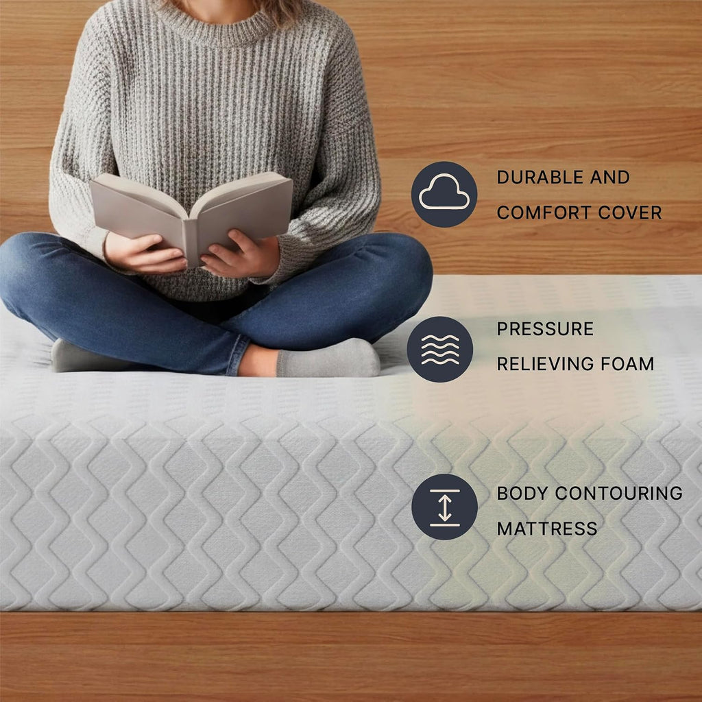 Signature Design by Ashley Full Size Chime 10 Inch Medium Firm Memory Foam Mattresswith Green Tea & Charcoal Gel for Pressure Relief, Fiberglass Free, Mattress In A Box