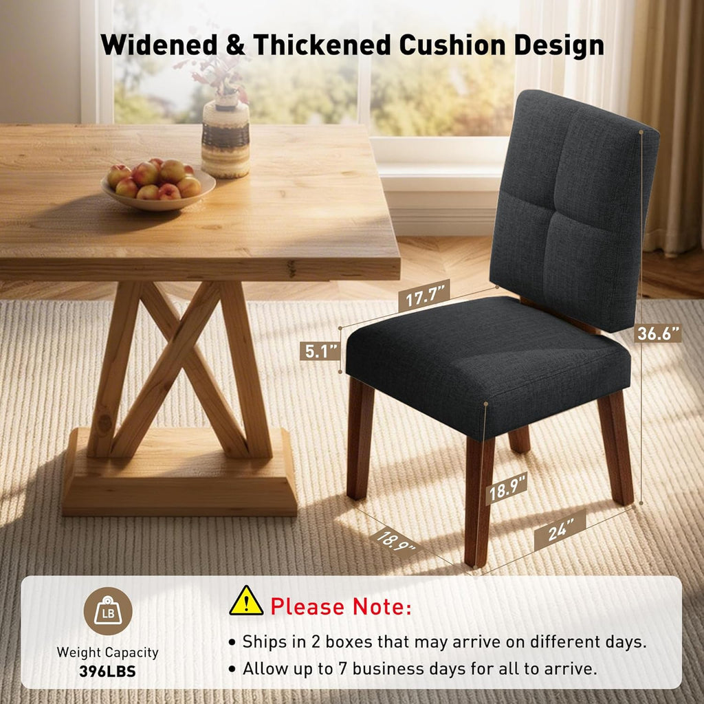 HOMRELEXA Wooden Dining Chairs Set of 6, Dining Room Chairs with Wood Legs, Cloud-Like Cushion & Reinforcement Structure Design for Kitchen/Living Room/Restaurant, Easy Assembly