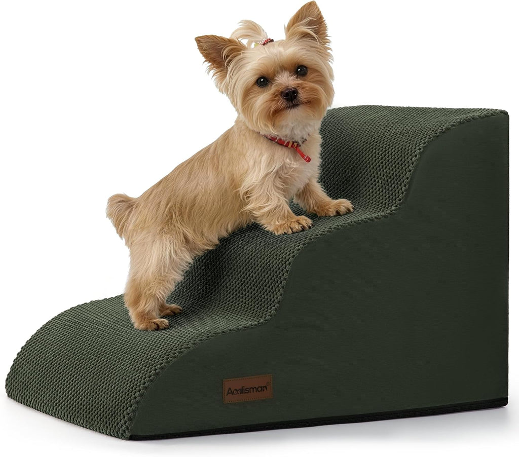 Aodisman Dog Stairs for Small Dogs,3 Step Dog Ramp for Couch and Bed,Pet Stairs with Non-Slip Bottom for Old Cats,Indoor Pet Steps,Comfort,Durable,15.4" H