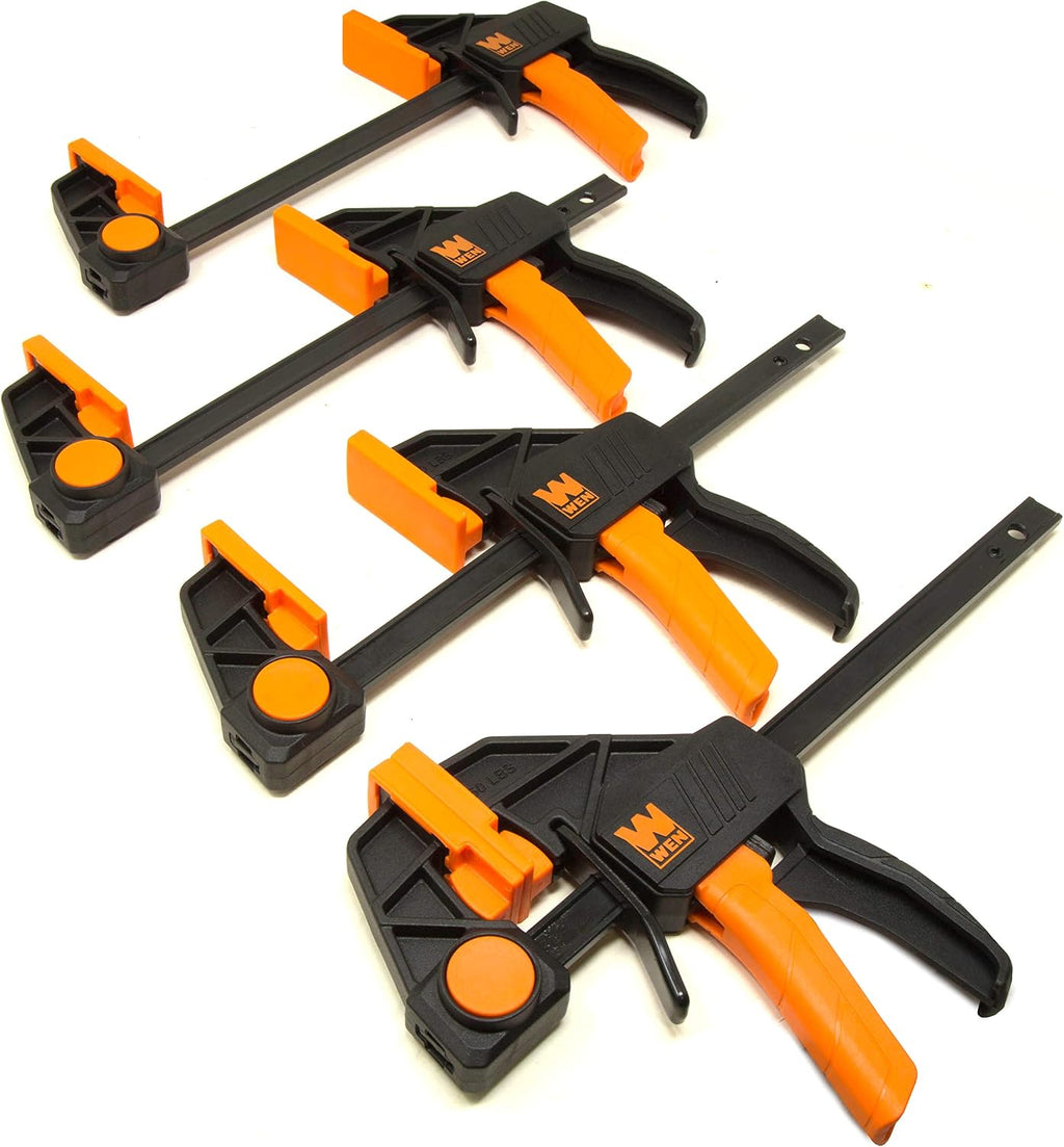 WEN CLR062 6-Inch Heavy Duty Steel Bar Clamps and Spreaders with 2.3-Inch Throat, Four Pack
