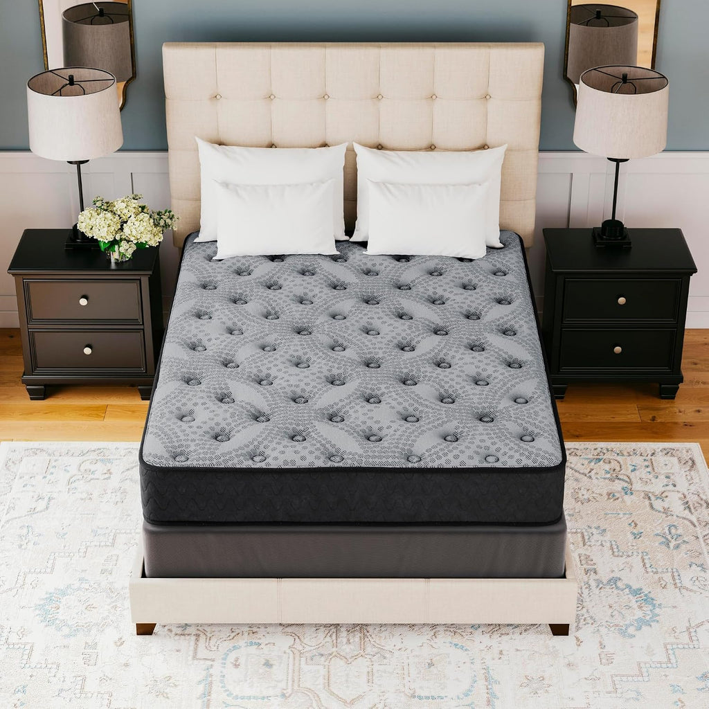 Signature Design by Ashley Queen Size Comfort Plus Hybrid Mattress with Memory and Quilt Foam, Wrapped Coils, Fiberglass-Free, 10-Year Warranty, 10" Height