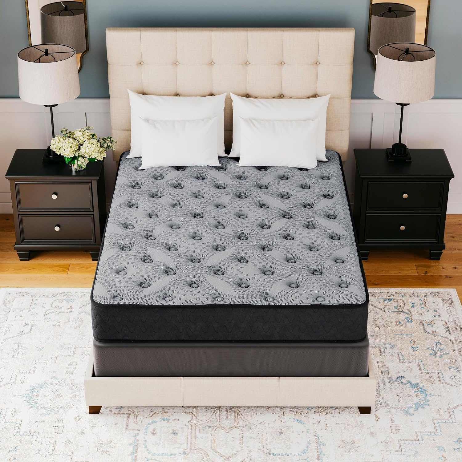 Signature Design by Ashley Queen Size Comfort Plus Hybrid Mattress with Memory and Quilt Foam, Wrapped Coils, Fiberglass-Free, 10-Year Warranty, 10" Height