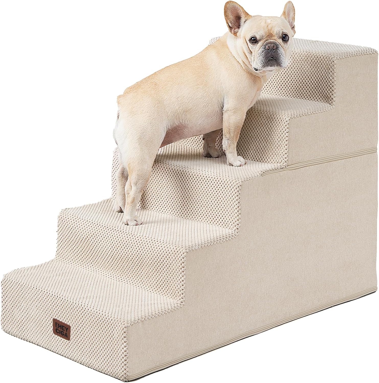 EHEYCIGA Dog Stairs for Bed 18" H, 4-Step Dog Steps for High Bed, Pet Steps for Small Dogs and Cats, Non-Slip Balanced Pet Ramp Indoor, Grey