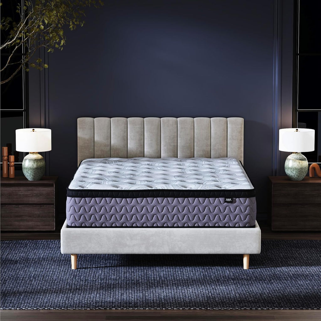 Signature Design by Ashley Augusta2 Queen Mattress in a Box, Firm Euro Pillow Top Memory Foam Mattress, 12 Inch Wrapped Coil Support, Cooling Gel for Queen Size Bed
