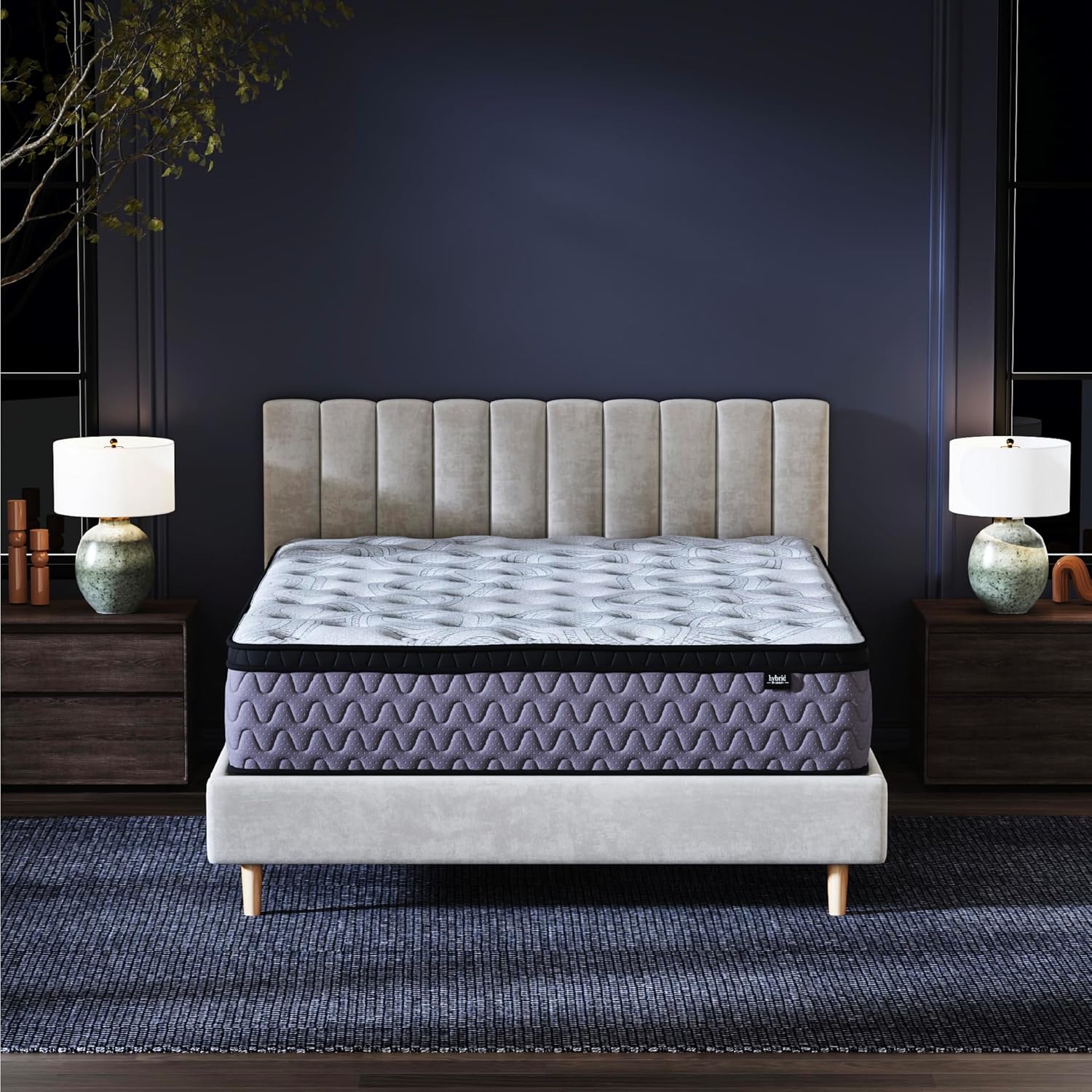 Signature Design by Ashley Augusta2 Queen Mattress in a Box, Firm Euro Pillow Top Memory Foam Mattress, 12 Inch Wrapped Coil Support, Cooling Gel for Queen Size Bed