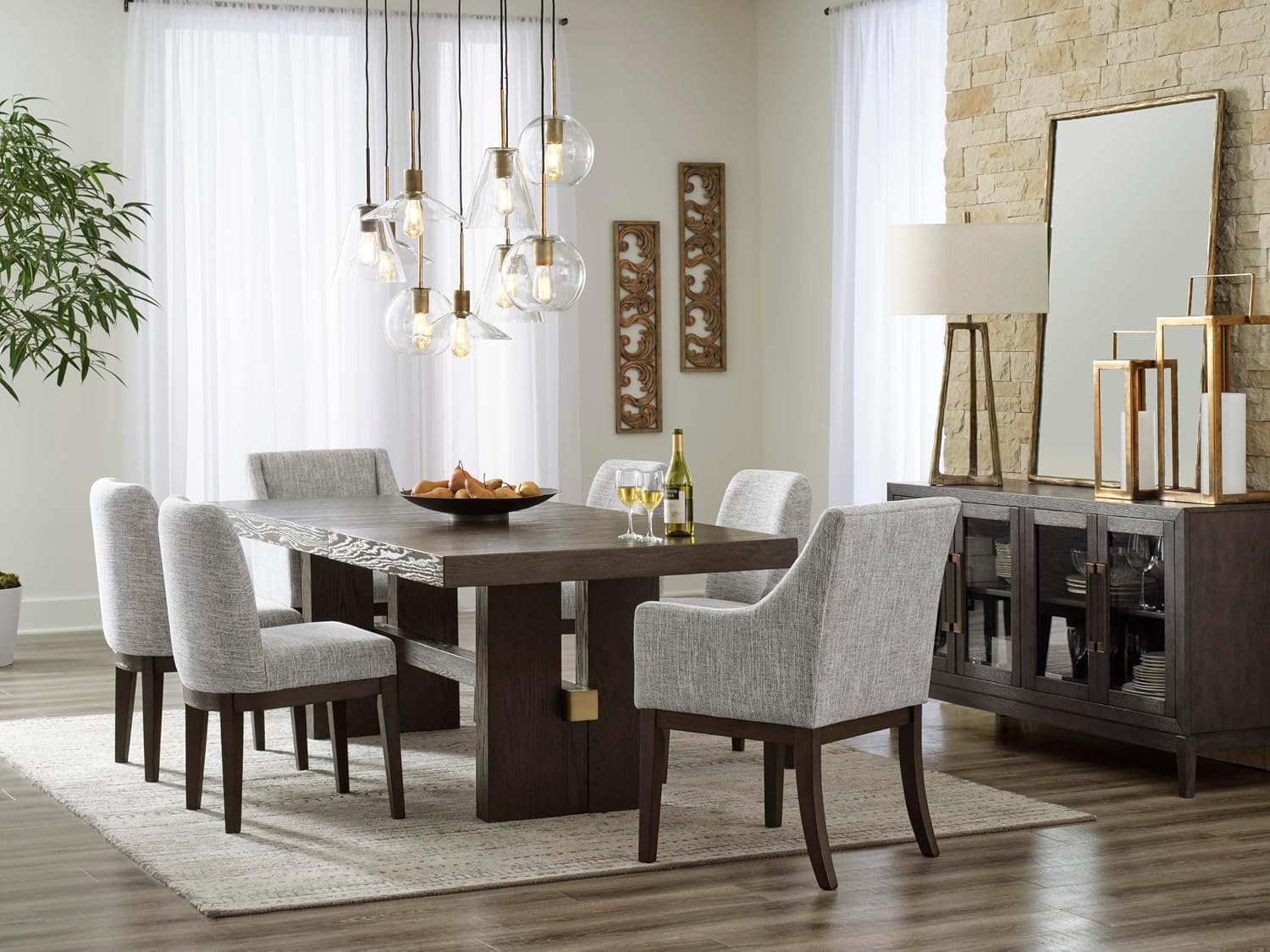 Signature Design by Ashley Burkhaus Traditional Dining Room Server with 2 Cabinets, Dark Brown
