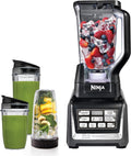 Ninja BL642 Nutri Ninja Personal & Countertop Blender with 1200W Auto-iQ Base, 72 oz. Pitcher, and 18, 24, & 32 oz. To-Go Cups with Spout Lids, For Smoothies, Shakes & More, Dishwasher Safe, Black..