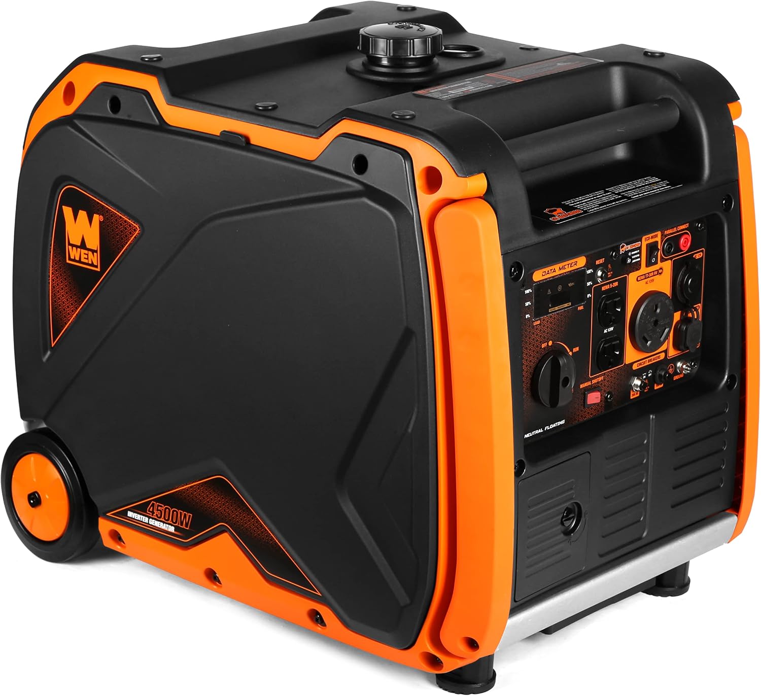 WEN 56450iX Dual Super Quiet 4500-Watt RV-Ready Portable Inverter Generator with Fuel Shut-Off and CO Watchdog Black